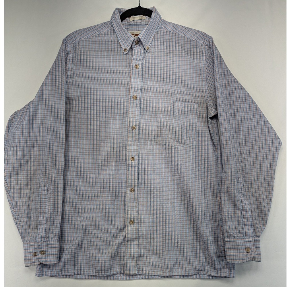 The Fox Collection Mens Blue Orange Plaid Button Down Shirt Long Sleeve‎ Size M